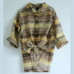 Vintage Citi knits Gold Yellow Top Blouse Cover up size1X